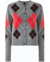 Pinko - Wool And Cashmere Crew-Neck Cardigan With Diamond Motif - Lyst