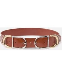 Pinko - Shiny Leather Belt With Metal Loops, 4 Cm - Lyst