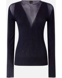 Pinko - Lightweight Ribbed Sweater With Sheer Details - Lyst