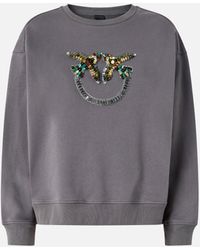 Pinko - Sweatshirt With Love Birds Jewel Maxi Embroidery - Lyst