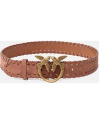 Pinko - Ledergürtel Mit Schnalle Love Birds 4 Cm, Braun - Lyst