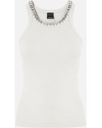 Pinko - Ribbed Top With Bejewelled Embellishment - Lyst
