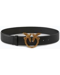 Pinko - 4 Cm Leather Belt With Love Birds Buckle - Lyst