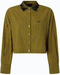 Pinko - Cropped Check Shirt With Jewel Collar - Lyst