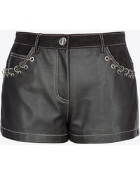 Pinko - Leather And Suede Shorts With Piercing Detail - Lyst