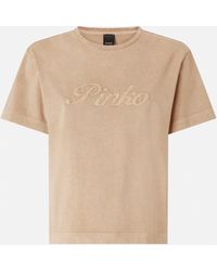 Pinko - T-Shirt With Distressed Embroidery - Lyst