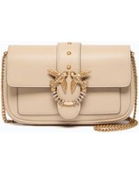Pinko - Love Bag Pocket Small Leather Shoulder Bag With Jewel Buckle - Lyst