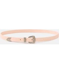 Pinko - Crocodile-Print Leather Belt With Texan Buckle, 1.7 Cm - Lyst