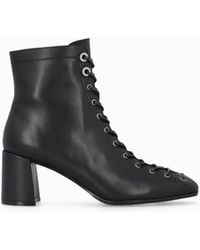 Pinko - Lace-Up Leather Ankle Boots With Heel - Lyst