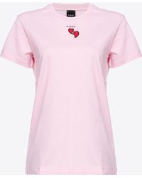 Pinko - T-shirt With Heart Embroidery - Lyst