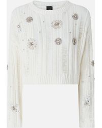 Pinko - Openwork Sweater With Jewel Details - Lyst