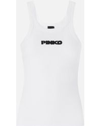 Pinko - Ribbed Vest Top With 3D Logo - Lyst