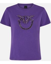 Pinko - T-Shirt With Decorated Love Birds Logo - Lyst