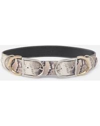Pinko - Belt With Python Print And Metal Loops, 4 Cm - Lyst
