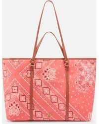 Pinko - Maxi Shopper With Two Handles And Bandana Print - Lyst