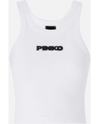 Pinko - Cropped Vest Top With Logo - Lyst