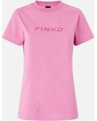 Pinko - T-Shirt With Logo Embroidery - Lyst