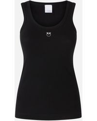 Pinko - Ribbed Tank Top With Bird Logo - Lyst