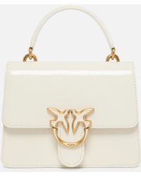 Pinko - Glossy Leather-effect Love Bag With Handle And Shoulder Strap - Lyst