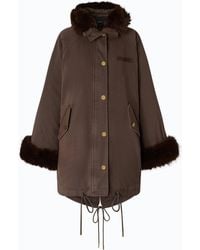 Pinko - Cotton Parka With Faux Fur Details - Lyst