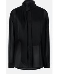 Pinko - Elegant Sheer Shirt With Satin Insert - Lyst