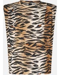Pinko - Sleeveless Sweater With Tiger Print - Lyst