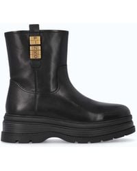 Pinko - Leather Combat Ankle Boots With Logo Rings - Lyst