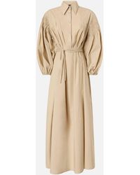 Pinko - Vestido Camisero Largo De Algodón Con Cinturón - Lyst