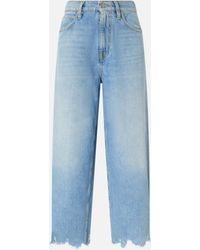 Pinko - Wide-Leg Jeans With Fringed Hem Detail - Lyst