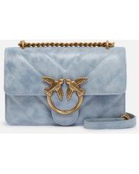 Pinko - Used-Effect Leather Crossbody Love Bag Mini, Light-Antique - Lyst