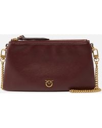 Pinko - Leather Mini Double Bag With Shoulder Strap - Lyst
