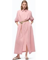 Pinko - Long Striped Chemisier Dress With Floral Embroidery - Lyst