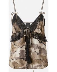 Pinko - Camouflage Top With Lace - Lyst