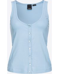 Pinko - Ribbed Vest Top With Mother-of-pearl Buttons - Lyst