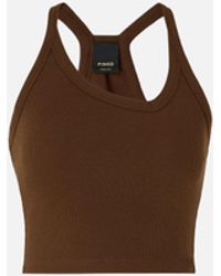 Pinko - Cropped Vest Top With Asymmetric Neckline - Lyst