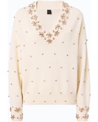 Pinko - Wool And Cashmere Sweater With Jewel Appliqués - Lyst