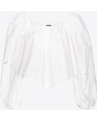 Pinko - Short Blouse With Broderie Anglaise - Lyst
