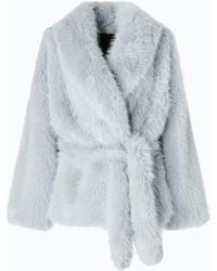 Pinko - Faux Fur Blouson Jacket With Belt - Lyst
