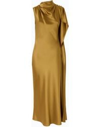 Pinko - Long, One-Shoulder Satin Dress - Lyst
