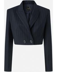 Pinko - Short Pinstripe Poly Wool Blazer - Lyst