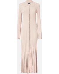 Pinko - Long Knit Polo Dress With Openwork - Lyst