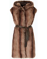 Pinko - Long Faux Fur Vest With Belt - Lyst
