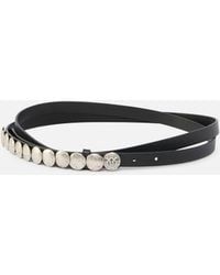 Pinko - Double-Wrap Leather Belt With Studs, 1.5 Cm - Lyst
