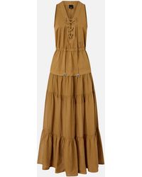 Pinko - Long Cotton Dress With Flounce And Ribbons - Lyst