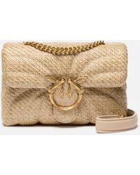 Pinko - Love Bag Puff Mini Crossbody Bag In Raffia With Chain - Lyst