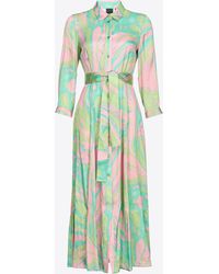Pinko - Long Shirt Dress With Splash Print - Lyst