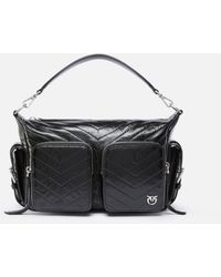 Pinko - Medium Leather Cargo Bag With Pockets - Lyst