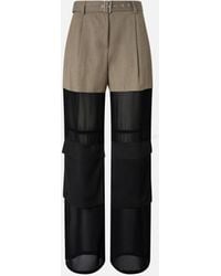 Pinko - Wide-leg Cargo Trousers With Semi-sheer Georgette - Lyst