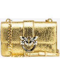 Pinko - Galleria Mini Love Bag One In Punched Reptile Skin - Lyst