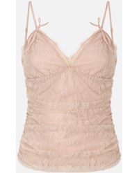 Pinko - Floral Lace Top With Shoulder Straps - Lyst